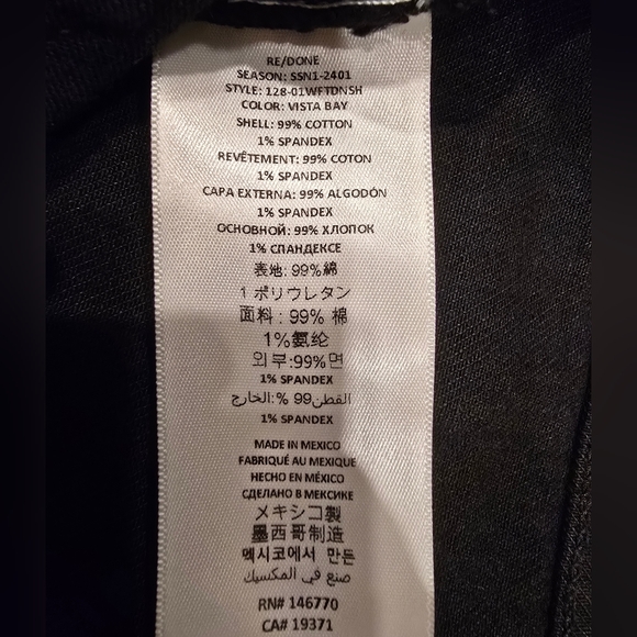 NWT RE/DONE black denim jeans wide Loose leg With Slit -Size 25 with a 30" Waist - Picture 11 of 16